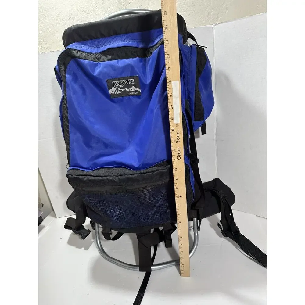 Vintage JANSPORT External Frame Hiking Backpack Hip Wings‎ Blue 90’s Made in USA